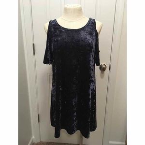 She + Sky crushed velvet, cold-shoulder dress